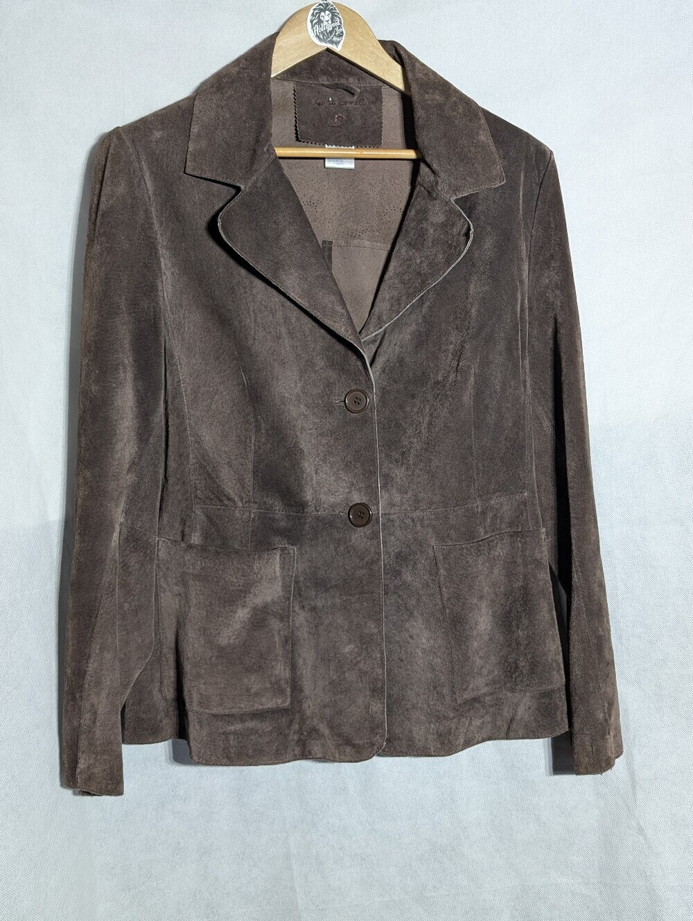 April Cornell Vintage 100% Genuine Suede Leather Cutwork Sz L Blazer Jacket
